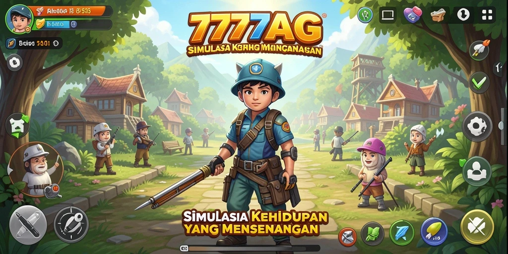 Screenshot 777AG menampilkan aksi seru dalam simulasi kehidupan virtual.