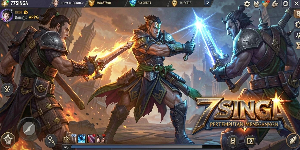 Gameplay seru di 77SINGA dengan pertarungan mendebarkan.