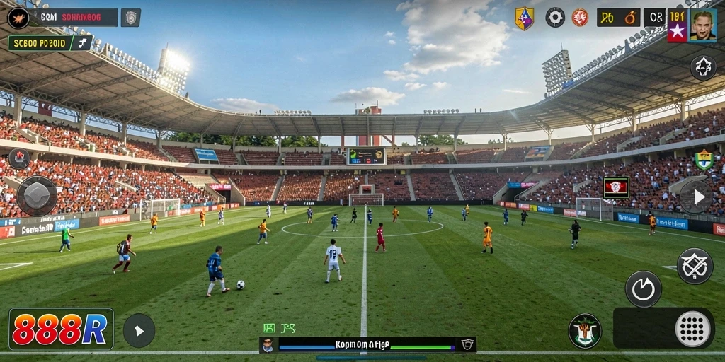 Screenshot gameplay 888R yang menunjukkan aksi seru di lapangan.