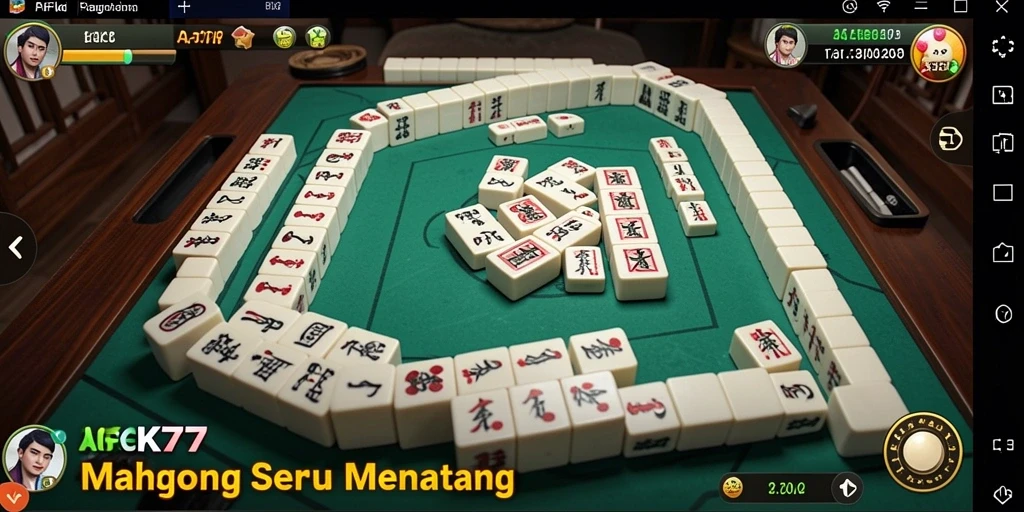 Tangkapan layar gameplay AFK77 yang menampilkan suasana permainan Mahjong.