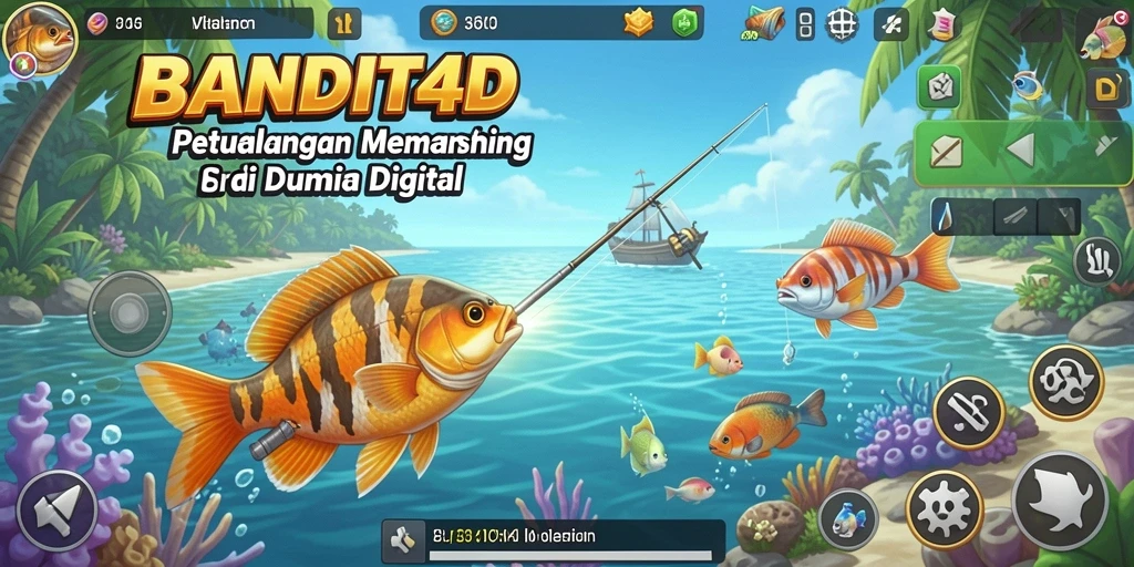 Tampilan menakjubkan gameplay BANDIT4D saat memancing di danau.