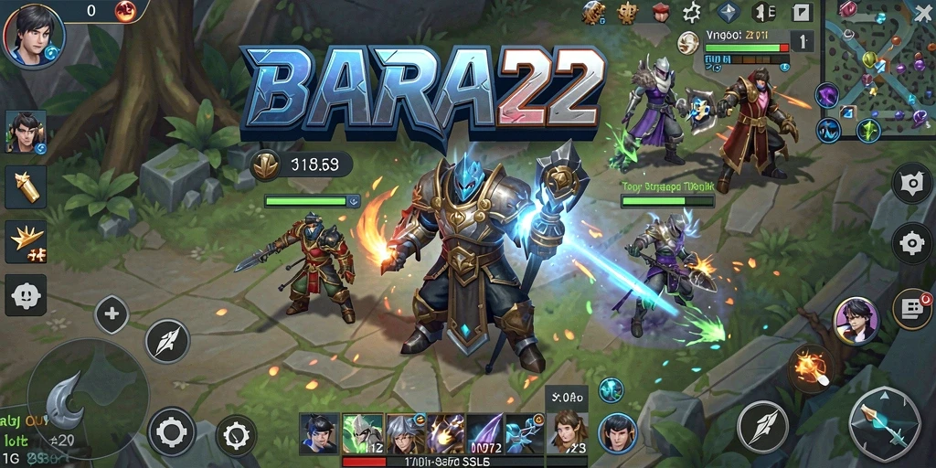 Tangkapan layar gameplay BARA22 yang menunjukkan pertempuran strategis.
