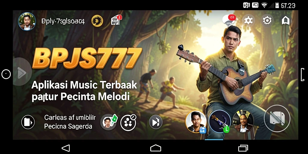 Screenshot utama BPJS777 menunjukkan antarmuka aplikasi musik yang menarik.