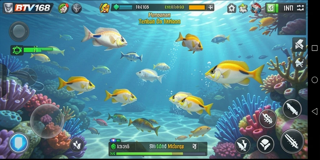 Tampilan gameplay BTV168 yang penuh aksi menembak ikan.