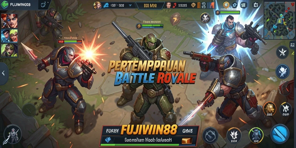 Tampilan gameplay seru dari FUJIWIN88 dalam pertempuran Battle Royale.