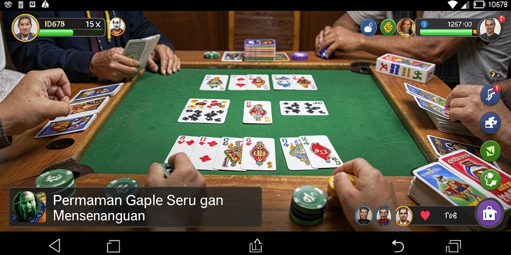 Screenshot gameplay ID678 menampilkan keseruan bermain Gaple.