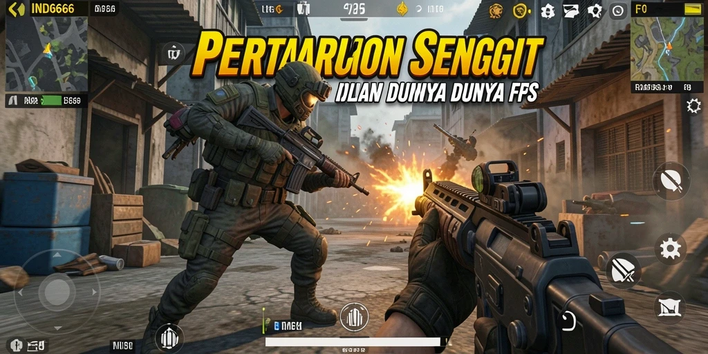 Screenshot IND666 menampilkan aksi mendebarkan dalam pertarungan FPS.