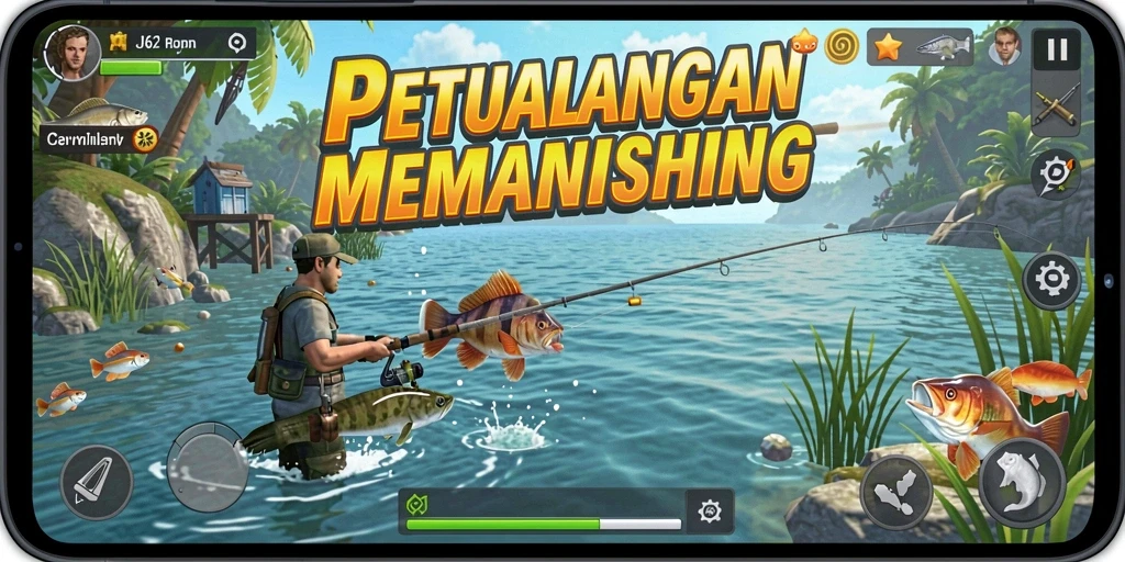 Tampilan gameplay JJ62 yang seru dan penuh aksi dalam memancing.