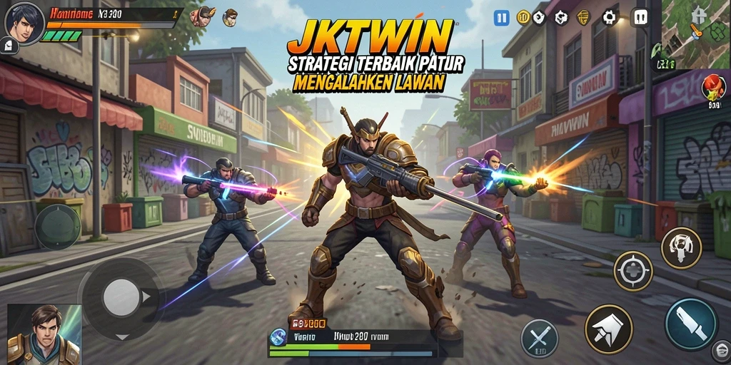Tangkapan layar gameplay JKTWIN menunjukkan aksi strategi yang mendebarkan.