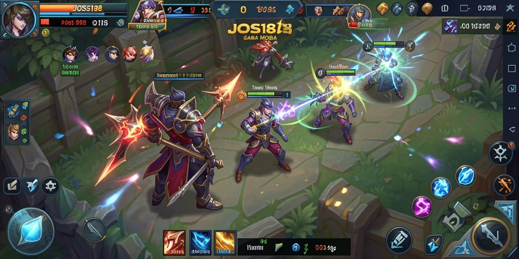 Tangkapan layar dari gameplay seru di JOSS188 yang menunjukkan aksi pertarungan.