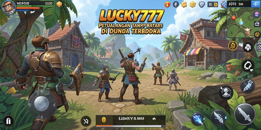 Screenshot memperlihatkan pemain menjelajahi dunia terbuka LUCKY777 yang penuh detail.