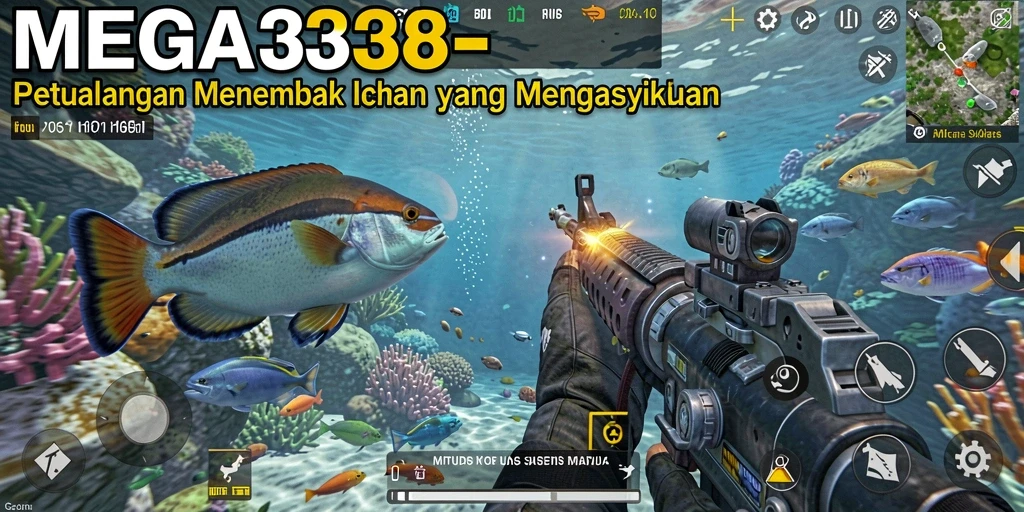 Tampilan gameplay MEGA338 dengan aksi menembak ikan yang seru.