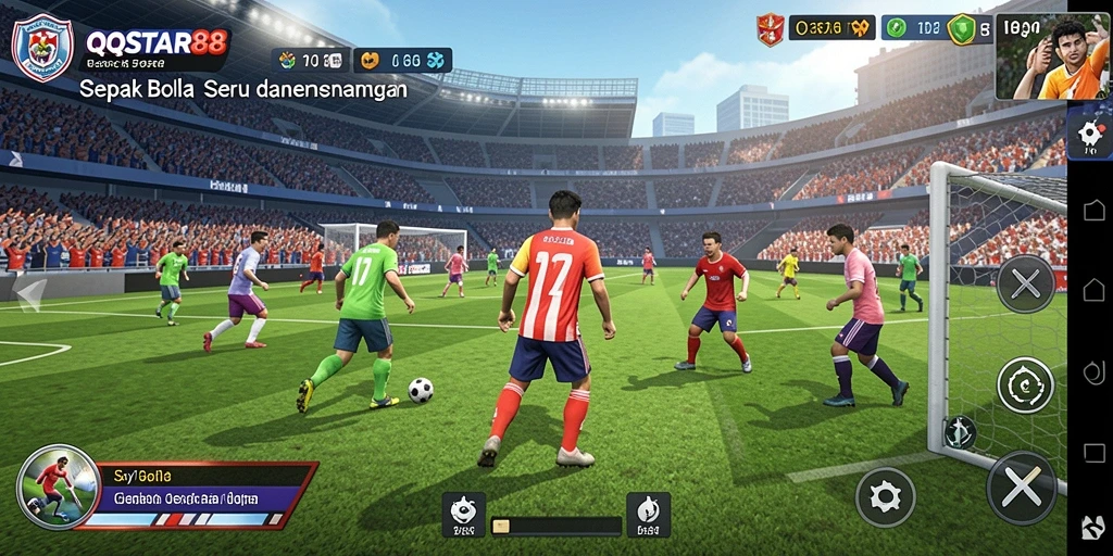 Gameplay seru dalam QQSTAR88 dengan aksi sepak bola yang mendebarkan.