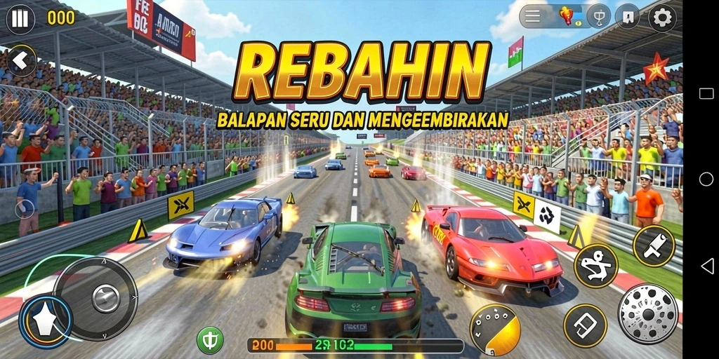 Gameplay mendebarkan dalam balapan mobil super cepat di REBAHIN.