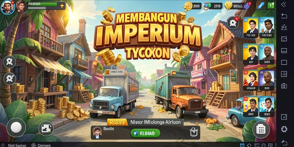 Screenshot gameplay menampilkan interaksi bisnis dan strategi Tycoon.