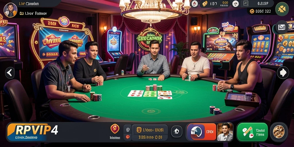 Tampilan menarik dari permainan Live Casino di RPVIP4 dengan dealer langsung.