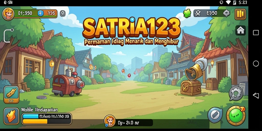 Tampilan gameplay SATRIA123 dengan karakter sedang beraksi di dunia Idle.