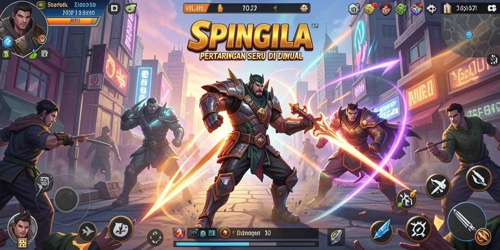 Tangkapan layar gameplay SPINGILA dengan aksi pertarungan yang intens dan mendebarkan.